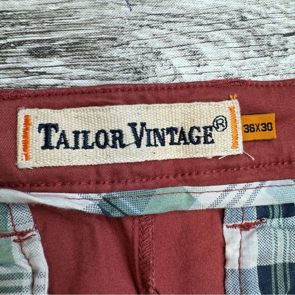 Tailor Vintage Men's Slim Fit Chino Pants Trousers Rust Red 36 x 30 Casual NWT - Picture 5 of 13